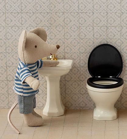 Maileg Miniature Toilet - Mus - Råhvid Maileg Miniature Toilet - Mus - Råhvid