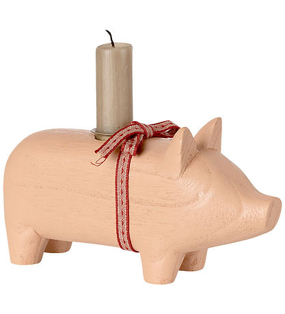 Maileg Trælysestage - Gris - Medium - Rosa