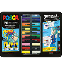 Posca Tuscher m. Metalkasse - 20 stk. - Manga Hero