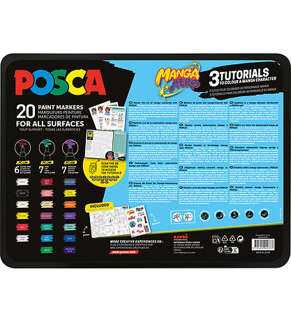 Posca Tuscher m. Metalkasse - 20 stk. - Manga Hero