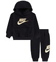 Nike Sweatsæt - Club - Black/Metalic Gold