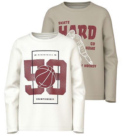 Name It Bluser - 2-pak - NkmVux - Island Fossil/Cloud Dancer 98