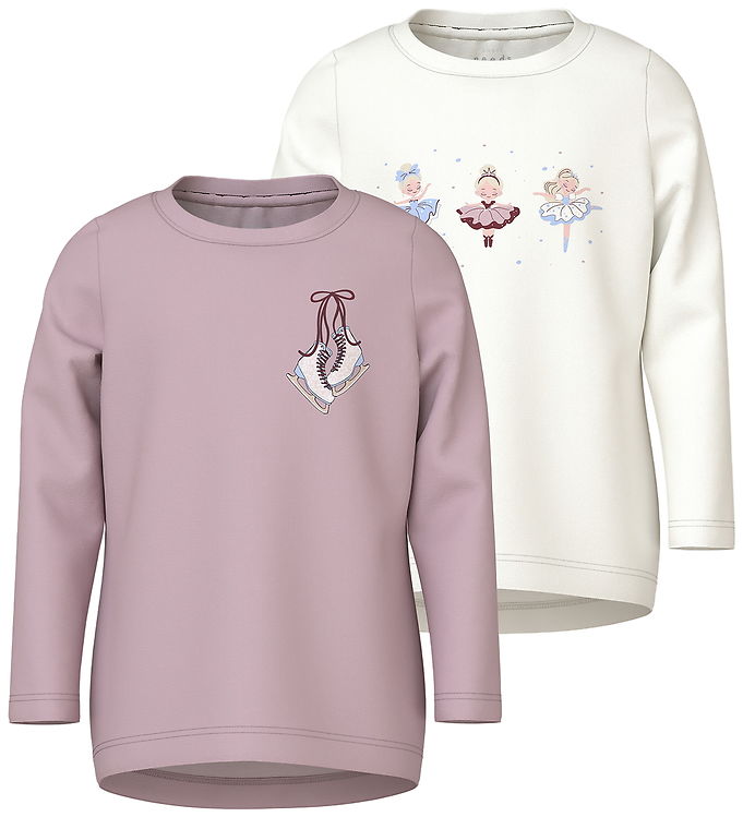 Name It Bluse - 2-pak - NmfVix - Cloud Dancer/Keepsake Lilac Par
