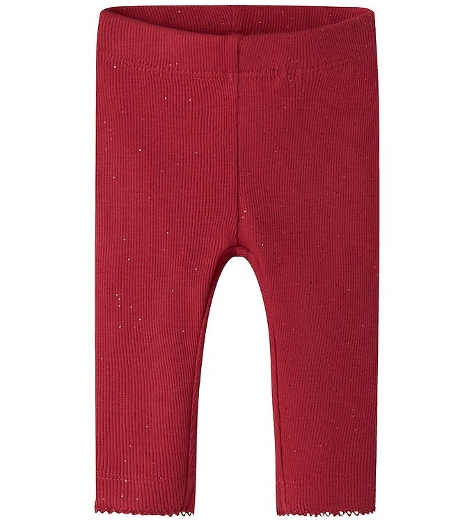 Name It Leggings - Rib - NbfRosally - Jester Red m. Glimmer