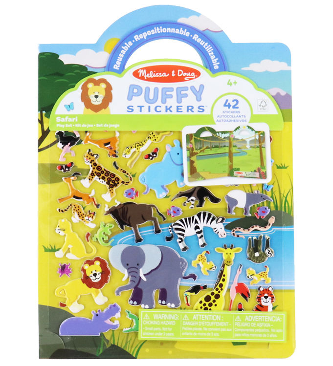 Melissa & Doug Puffy Genanvendelige Klistermærker - 4+år - Safari
