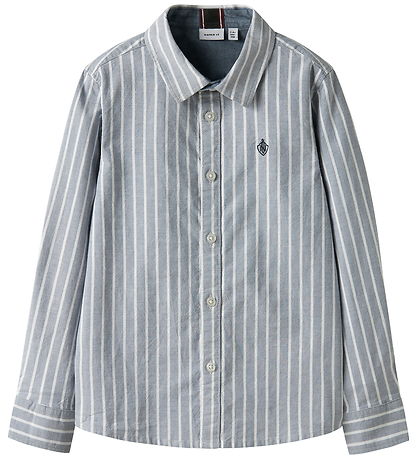 Name It Skjorte - NmmRekid - Flint Stone/Thin Stripe - Bright Wh Name It Skjorte - NmmRekid - Flint Stone/Thin Stripe - Bright Wh