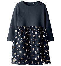 Name It Kjole - Rib/Tyl - NmfRosally - Navy Blazer m. Print Name It Kjole - Rib/Tyl - NmfRosally - Navy Blazer m. Print