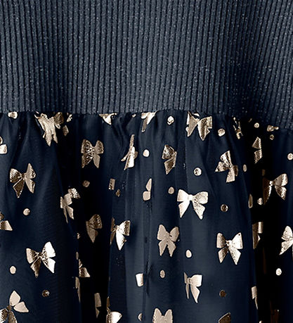 Name It Kjole - Rib/Tyl - NmfRosally - Navy Blazer m. Print