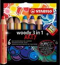 Stabilo Farveblyanter - Woody 3-i-1 Arty - 6 stk. - Multifar