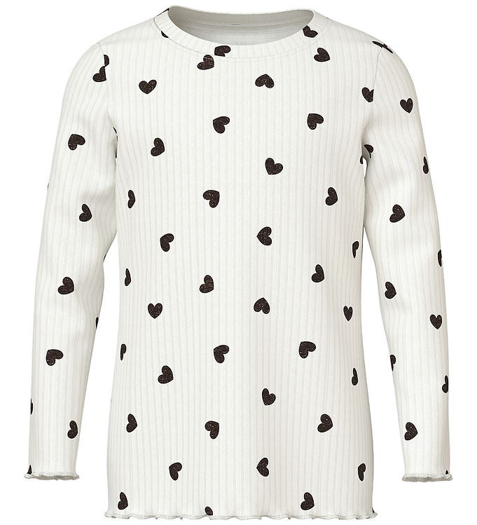 Name It Bluse - Glitter - NmfVemma - Cloud Dancer/Tiny Heart