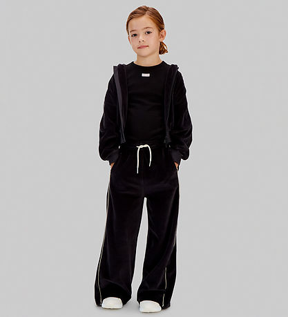 Calvin Klein Bukser - Wide - Velour - Black