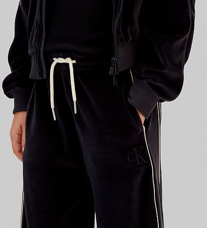 Calvin Klein Bukser - Wide - Velour - Black Calvin Klein Bukser - Wide - Velour - Black