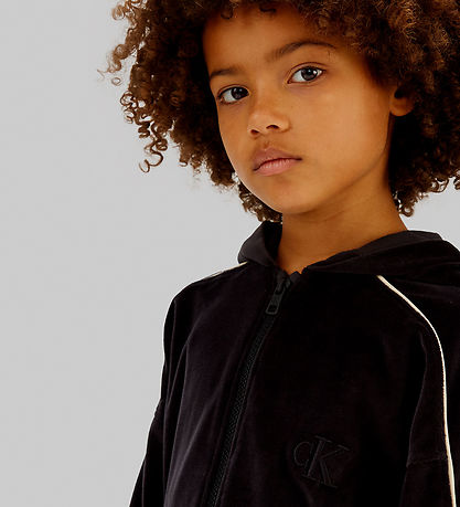 Calvin Klein Cardigan - Velour - Sort Calvin Klein Cardigan - Velour - Sort