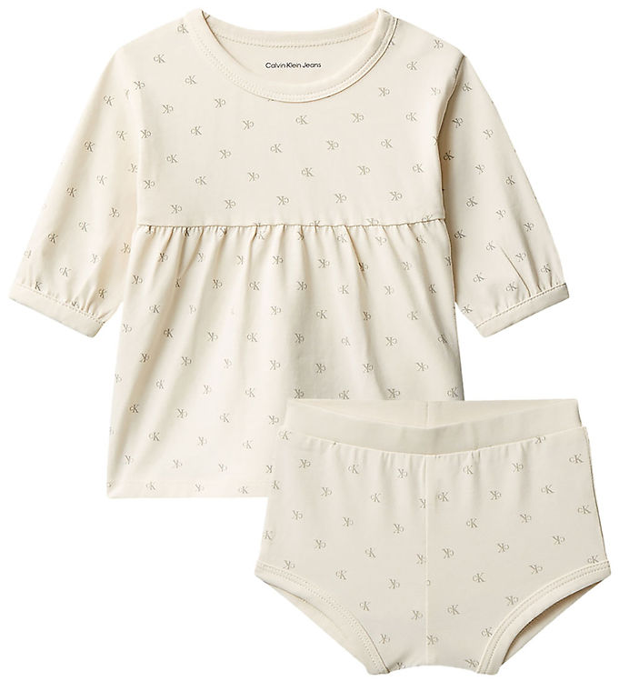 Calvin Klein Sæt - Kjole/Bloomers - Monologo White