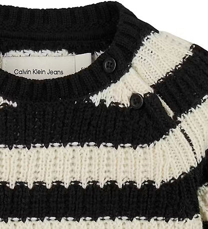 Calvin Klein Bluse - Strik - Yarn Dyed Stripe - Black/Whitecap