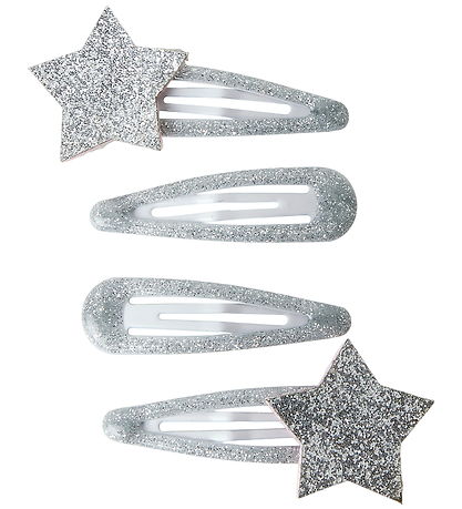 Name It Hårklemme - 4-pak - NmfRosa - Silver/STARS Name It Hårklemme - 4-pak - NmfRosa - Silver/STARS