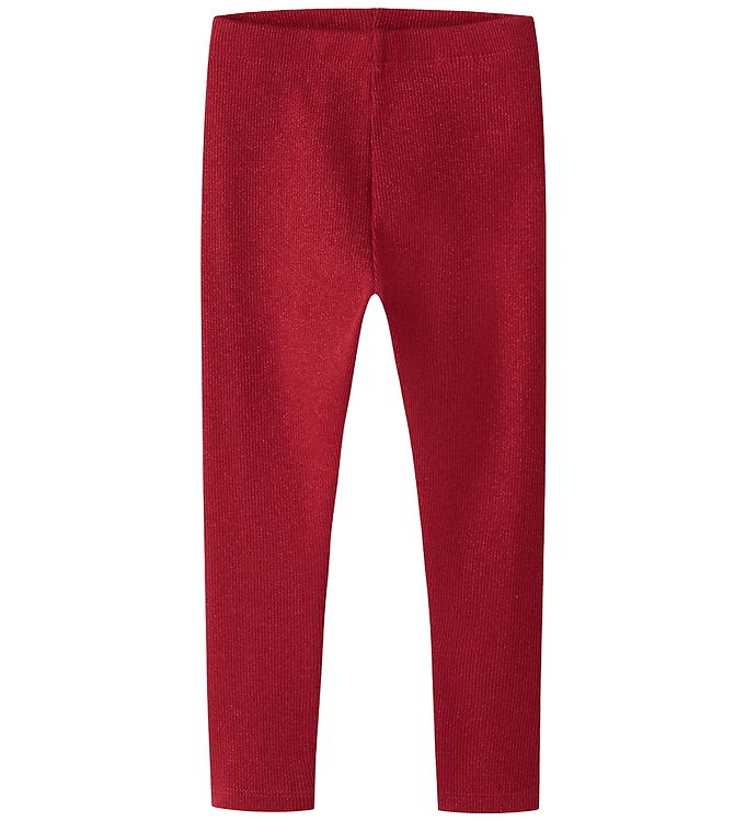 Name It Leggings - Rib - NmfSiclo - Jester Red m. Glimmer