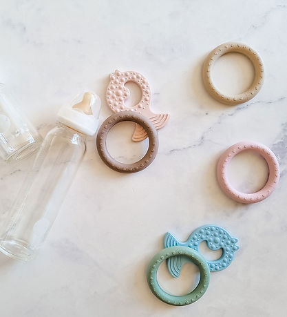 Hevea Bidering - 2-pak - Sand & Seafoam Blue Hevea Bidering - 2-pak - Sand & Seafoam Blue