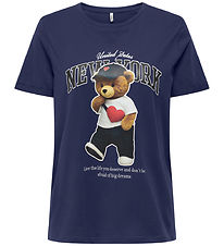 Kids Only T-shirt - KogLina - Bear O-Neck Top - Midnight Sail/Ne