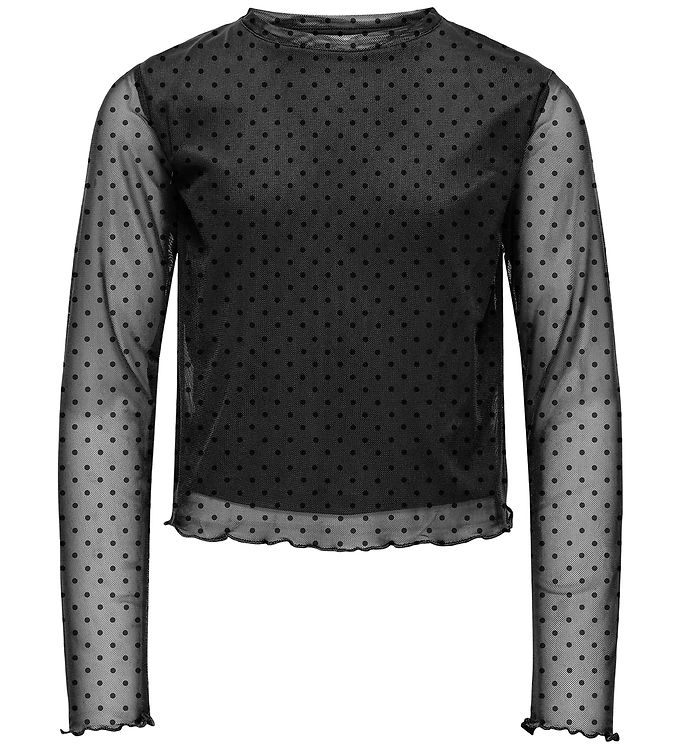 Kids Only KogDora Mesh Bluse - Black/Dots Flock Black