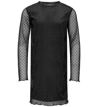 Kids Only Kjole - Mesh - KogDora - Black/Dots Flock Black Kids Only Kjole - Mesh - KogDora - Black/Dots Flock Black