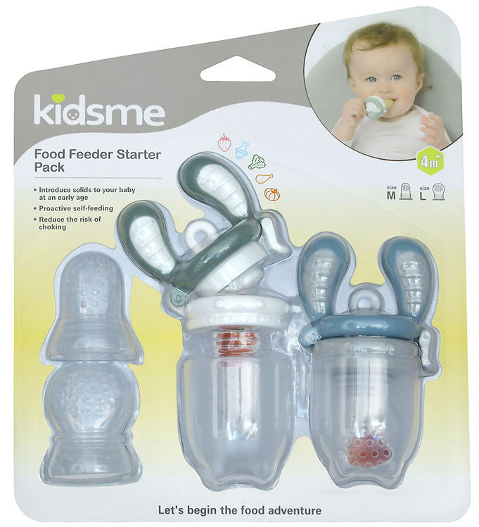 KidsMe Food Feedere - 2-pak - M/L - Grey/Azure