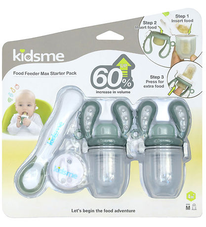 KidsMe Food Feeder - 2-pak - Starter Pack - Medium - Gray