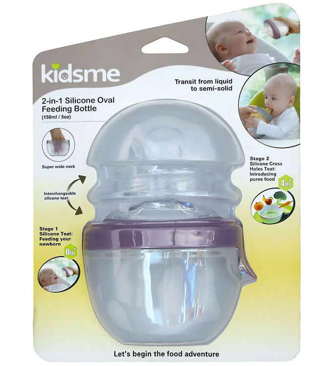KidsMe Sutteflaske/Food Feeder - 2-i-1 - 150ml - Silikone - Plum