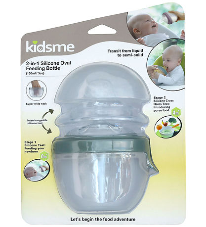 KidsMe Sutteflaske/Food Feeder - 2-i-1 - 150ml - Silikone - Gray