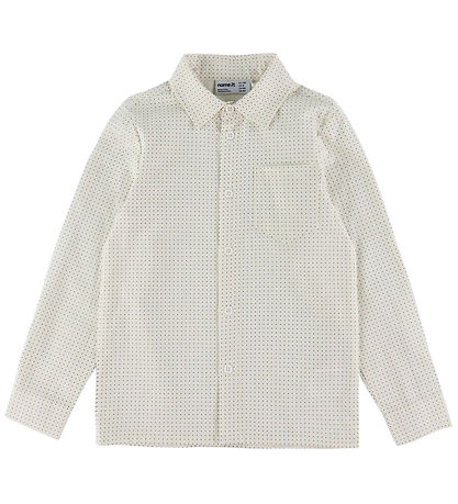 Name It Skjorte - NkmVilfred - Cloud Dancer/Dot Navy Blazer