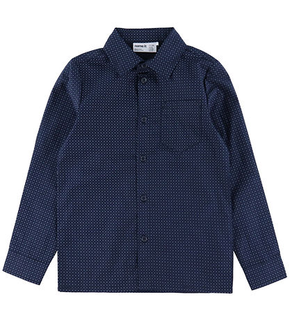 Name It Skjorte - NkmVilfred - Navy Blazer/Dot Kentucky Blue