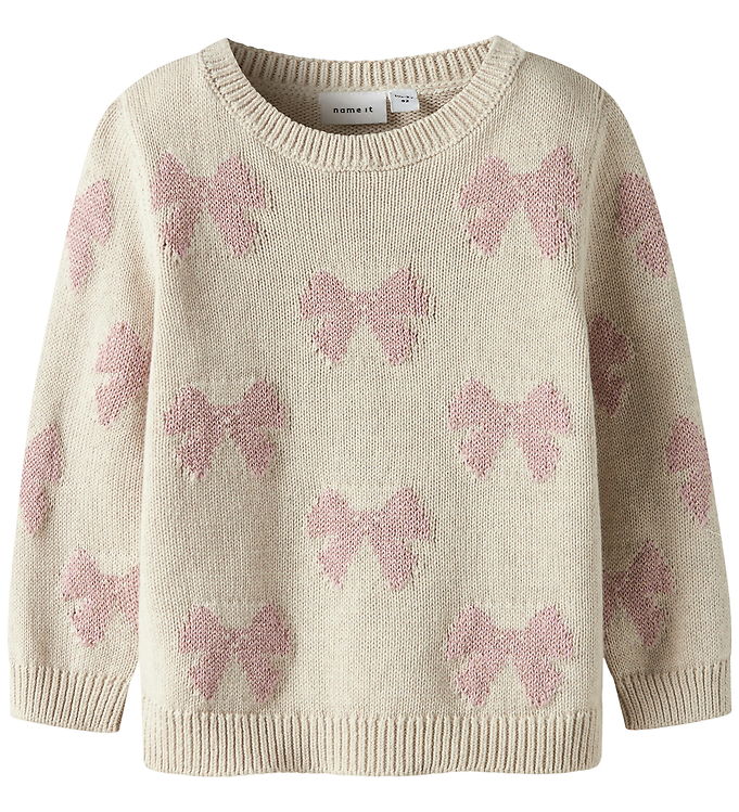 Name It Bluse - Strik - NmfRekka - Peyote Melange m. Sløjfer