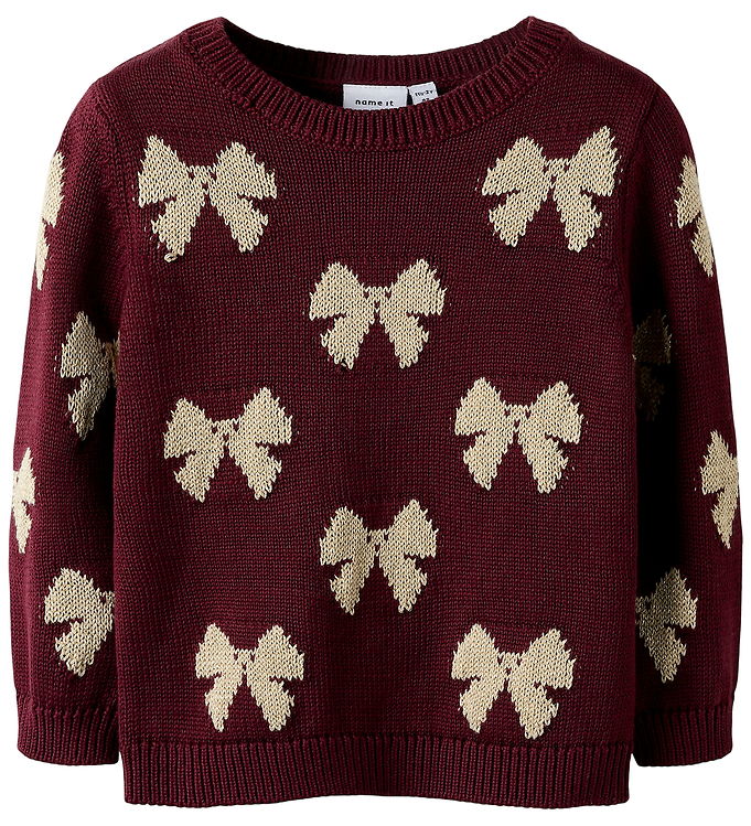 Name It Bluse - Strik - NmfRekka - Burgundy m. Sløjfer