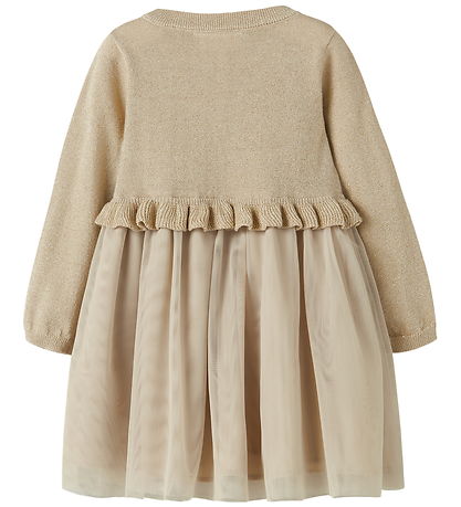 Name It Kjole - Strik - NmfRefraja - Cement m. Glimmer/Tyl Name It Kjole - Strik - NmfRefraja - Cement m. Glimmer/Tyl