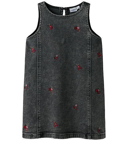 Name It Denimkjole - NmfBrynn - Medium Grey Denim/Flower