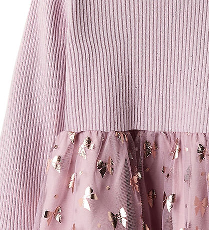 Name It Kjole - Rib/Tyl - NmfRosally - Keepsake Lilac m. Print