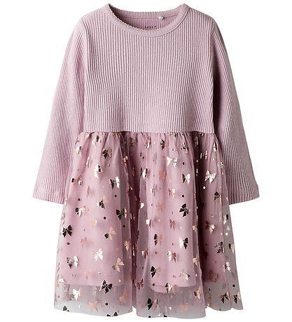 Name It Kjole - Rib/Tyl - NmfRosally - Keepsake Lilac m. Print Name It Kjole - Rib/Tyl - NmfRosally - Keepsake Lilac m. Print