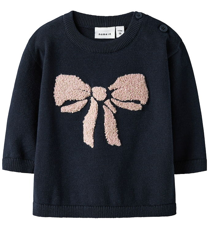 Name It Bluse - Strik - NbfRebow - Navy Blazer m. Sløjfe