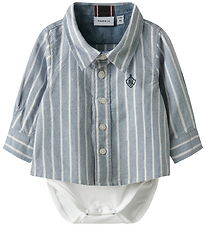 Name It Skjortebody l/æ - NbmRekid - Flint Stone/Thin Stripe - B Name It Skjortebody l/æ - NbmRekid - Flint Stone/Thin Stripe - B