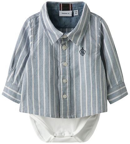 Name It Skjortebody l/æ - NbmRekid - Flint Stone/Thin Stripe - B Name It Skjortebody l/æ - NbmRekid - Flint Stone/Thin Stripe - B
