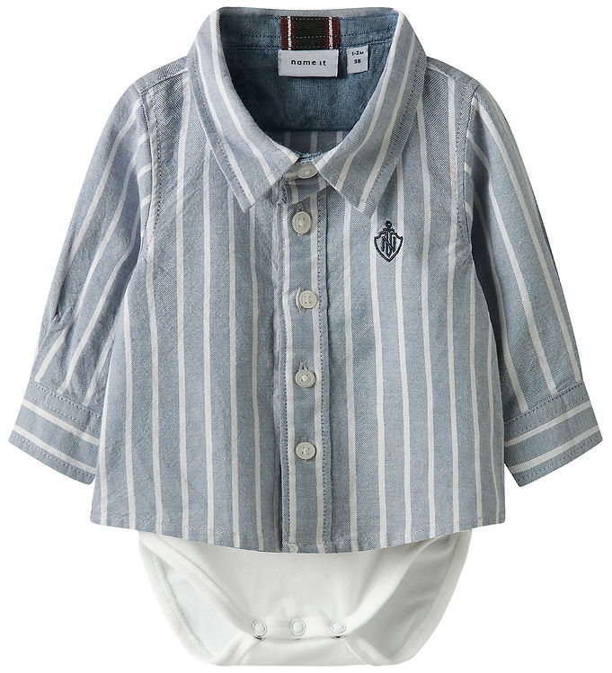 Name It Skjortebody l/æ - NbmRekid - Flint Stone/Thin Stripe - B