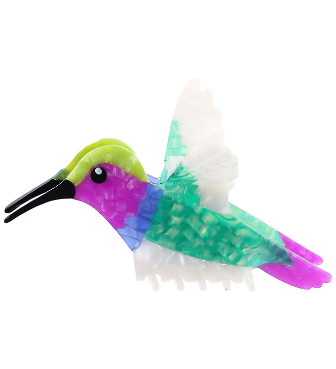 By Stær Hårklemme - Kolibri - 12x8 cm - Grøn/Lilla