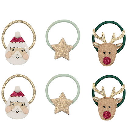 Mimi & Lula Hårelastikker - 6-pak - Santa Christmas
