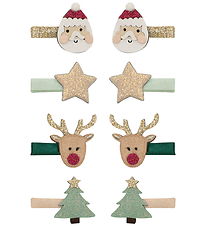 Mimi & Lula Hårclips - 8-pak - Mini Santa Christmas