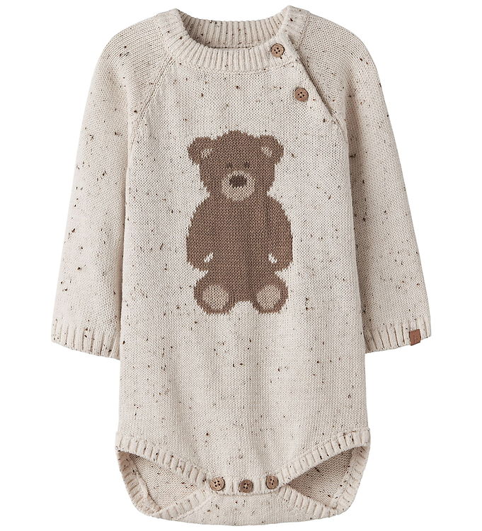 Lil' Atelier Strikbody Turtledove Med Bamsemotiv - Str. 9m 74cm