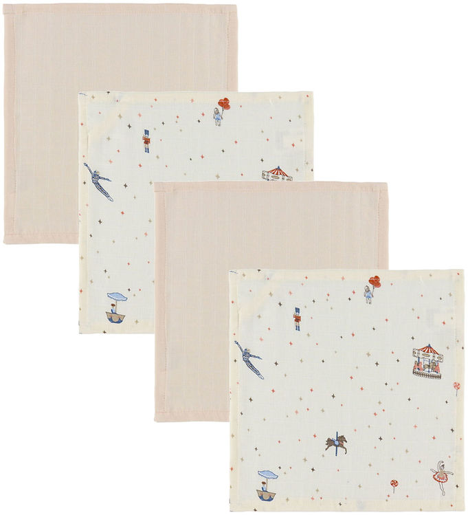 Cam Cam Vaskeklude - Musselin - 4-pak - Carousel