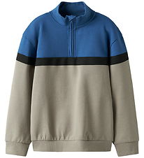 Name It Sweatshirt - Halv Lynlås - NkmBurke - Vintage Khaki