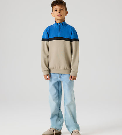 Name It Sweatshirt - Halv Lynlås - NkmBurke - Vintage Khaki