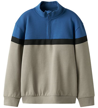 Name It Sweatshirt - Halv Lynlås - NkmBurke - Vintage Khaki