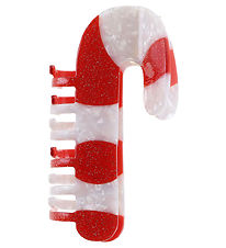 By Stær Hårklemme - Sukkerstok - Hvid/Rød